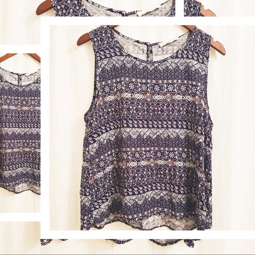 Anthropologie  Elodie Navy print sleeveless top